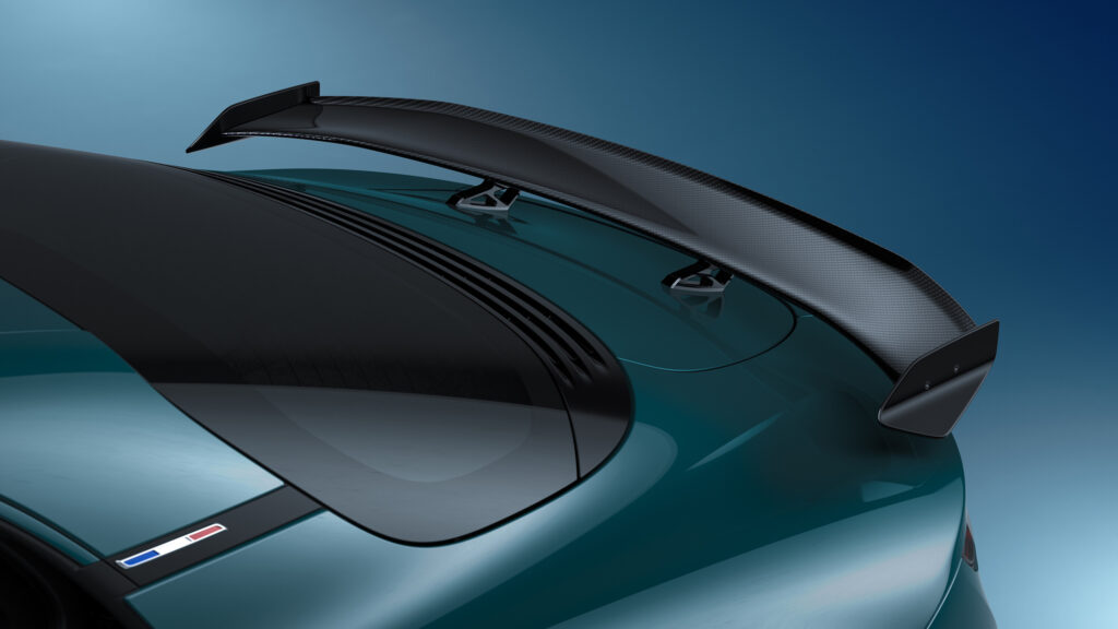 Alpine A110 GTS in Petrol mit Carbon Heckspoiler